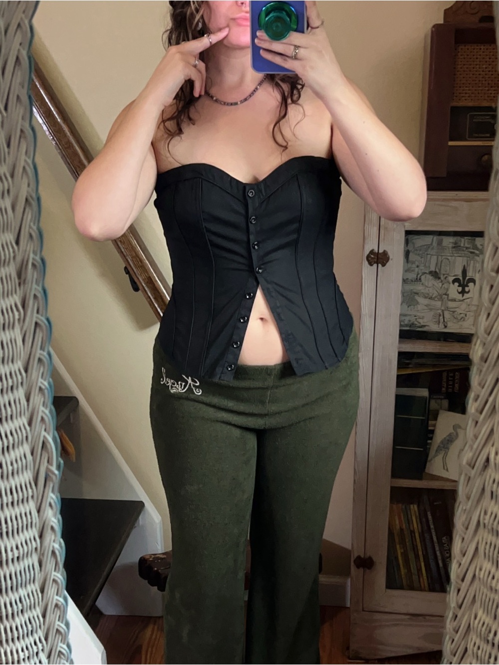Vixen Black Button Up Corset Top Fitted Minimalist Goth Alt